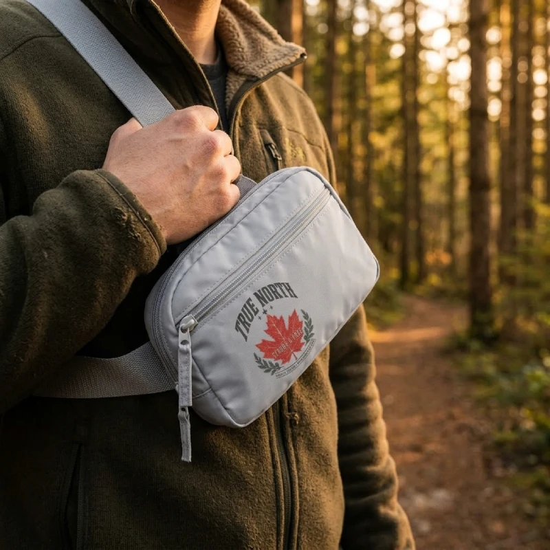 True North Strong and Free design Belt Bag