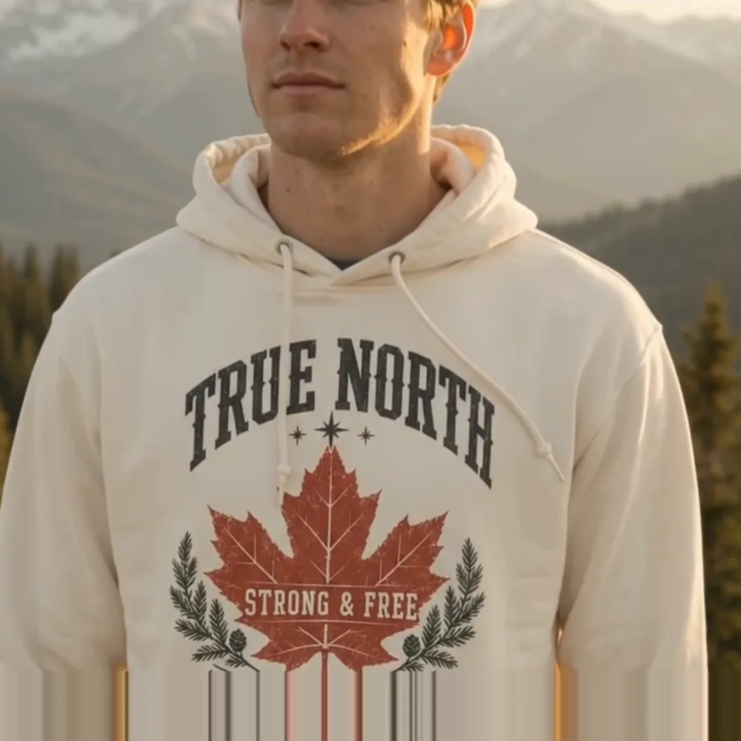 True North Strong and Free design Hoodie