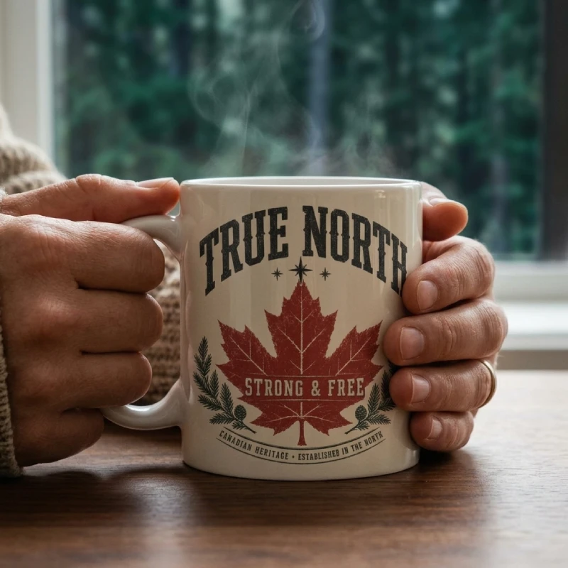 True North Strong and Free design Mug