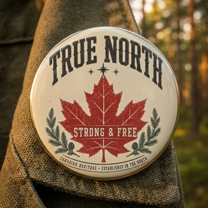 True North Strong and Free design Pin